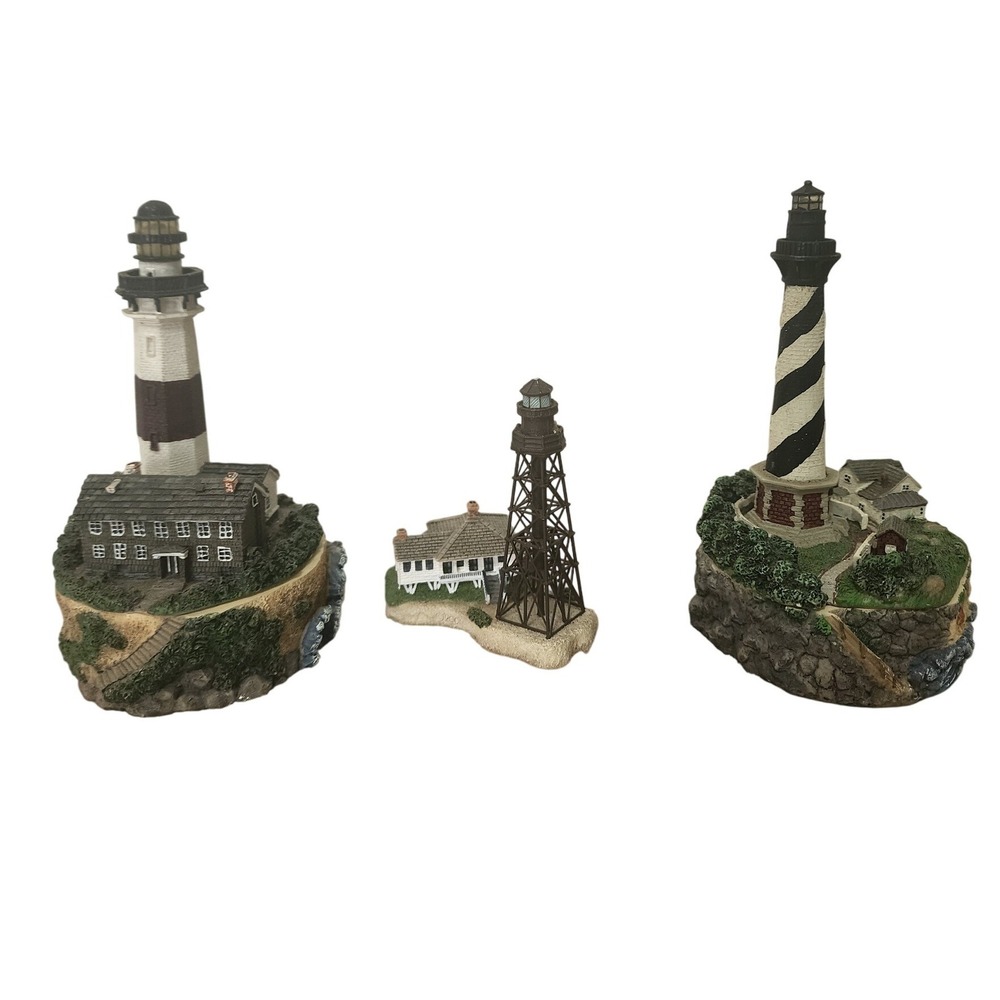 Lighthouse Figurine Lot Seaside Treasures Montauk Cape Hatteras Sanibel Decor